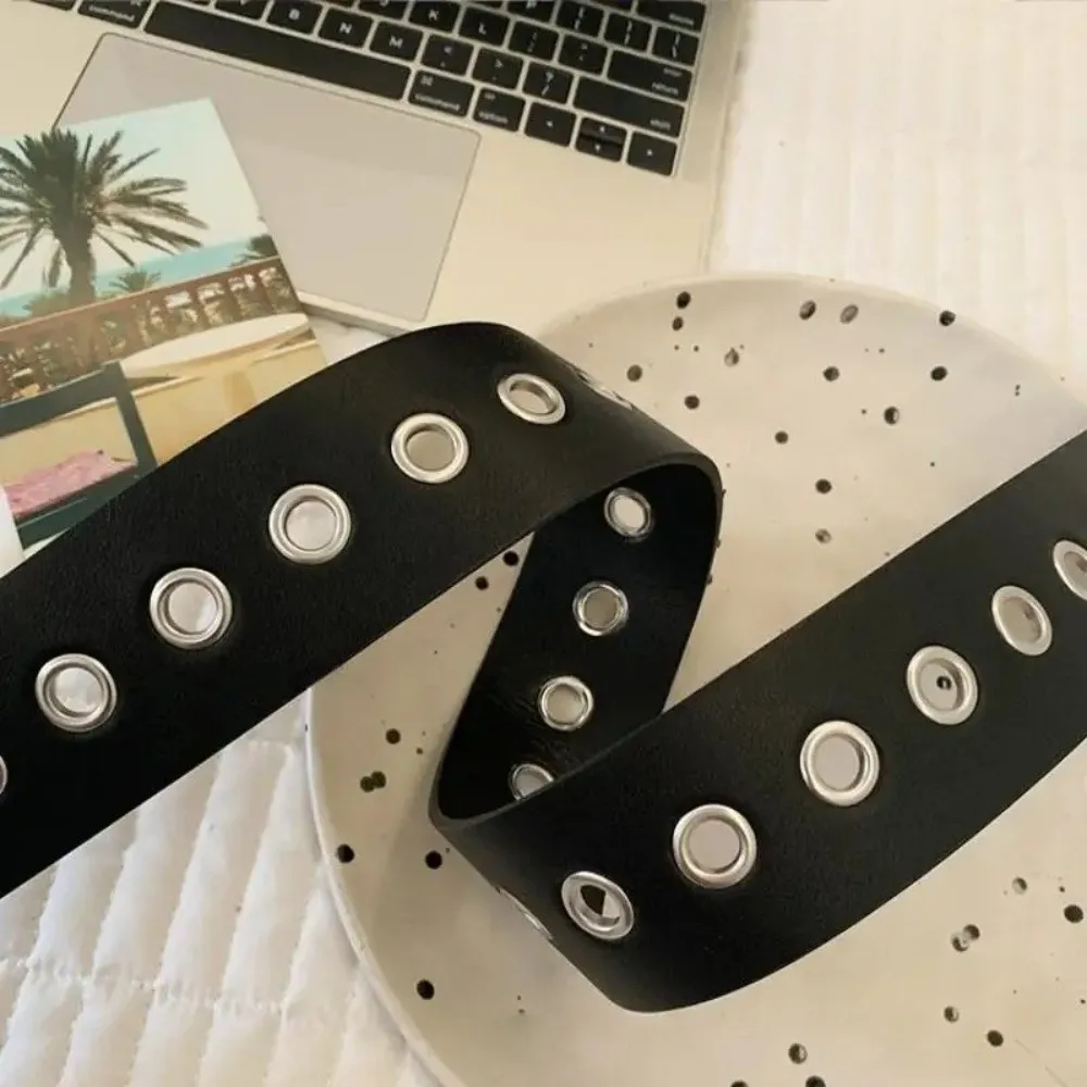 

Trendy Retro PU Leather Belt Versatile Punk Style Female Skirt Belt Gothic Needle Buckle Belt for Women