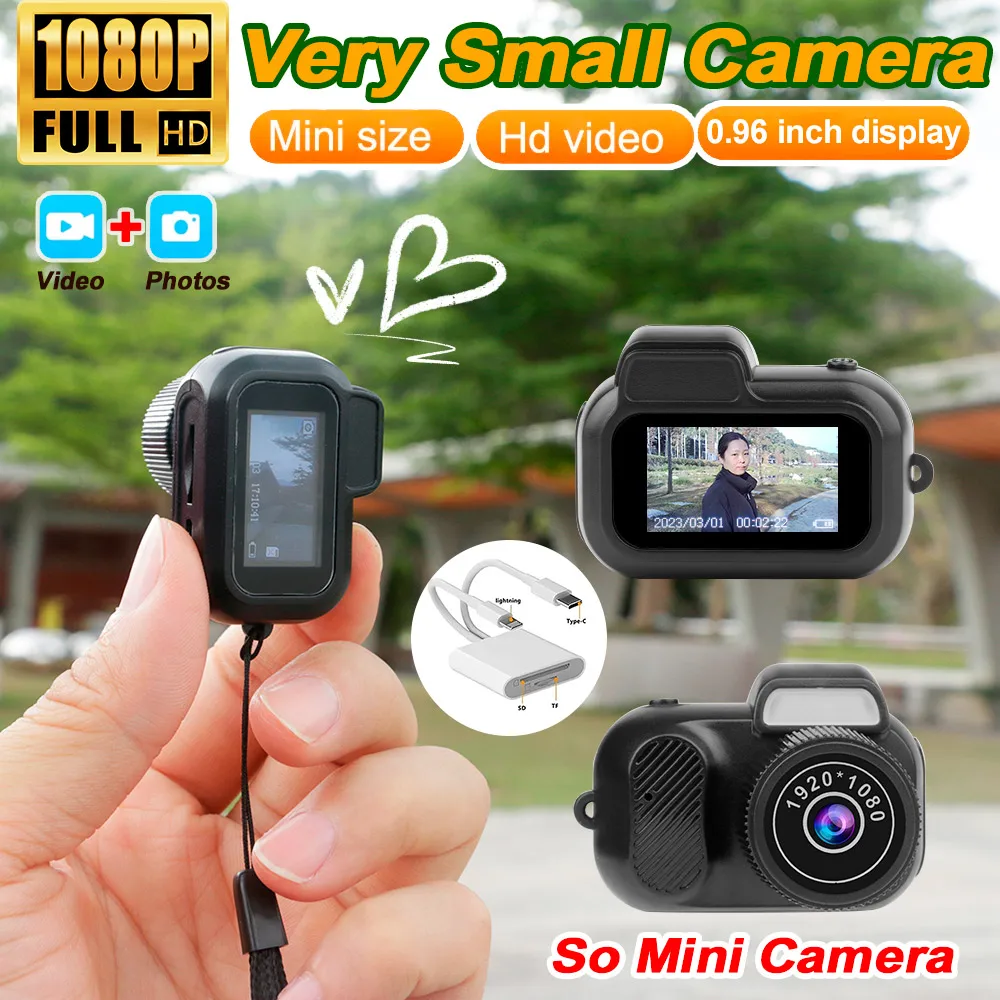 

Mini Keychain Camera1080P 2MP Mini Body Camera, Portable Micro Video Camcorder with 0.96inch Display for Kids Students Travel