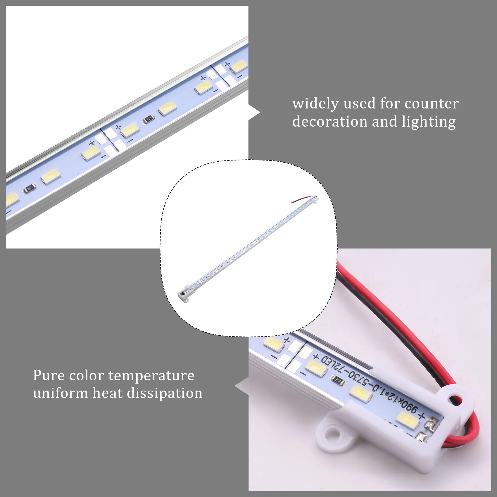 50 سم 12 فولت 36 LED 5630 SMD شريط صلب ضوء ألومنيوم جامد