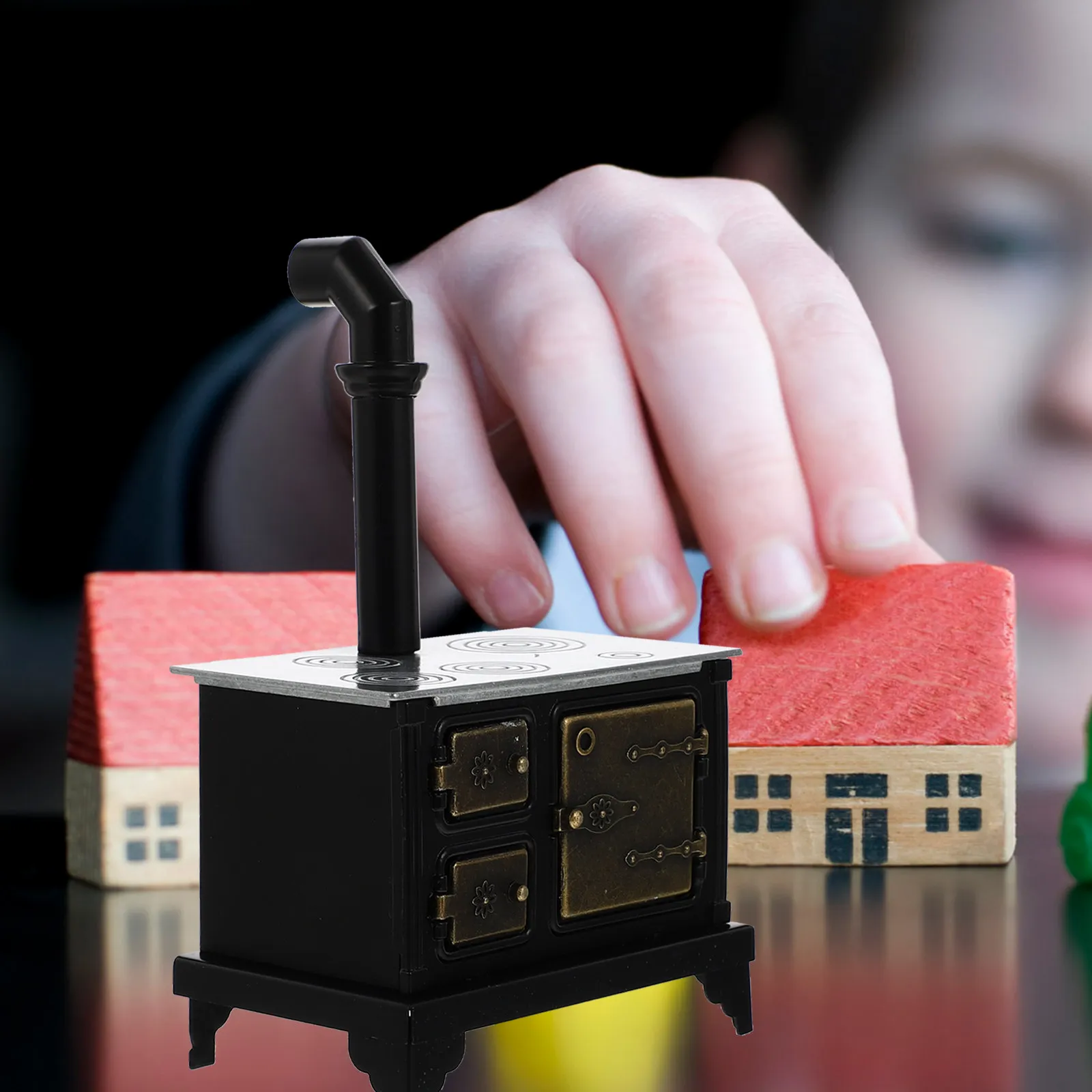 

Mini Iron Hearth Long Chimney Miniature Dollhouse Furniture Adornment Mini House Decoration Accessory Miniature Cooking Bench