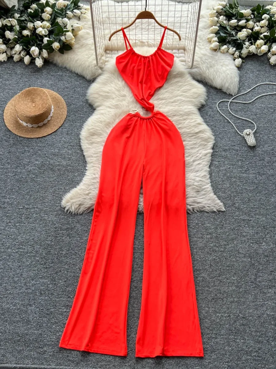 

Foamlina America Fashion Уличное боди с вырезами на талии 2025 Летняя мода с вырезами на бретельках Облегающий комбинезон