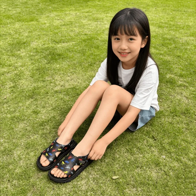 Mumoresip Girls Sandals Open Toes Soft Bottom Kids Casual Sandals Hook&loop Versatile 2026 Summer New Children Beach Shoes