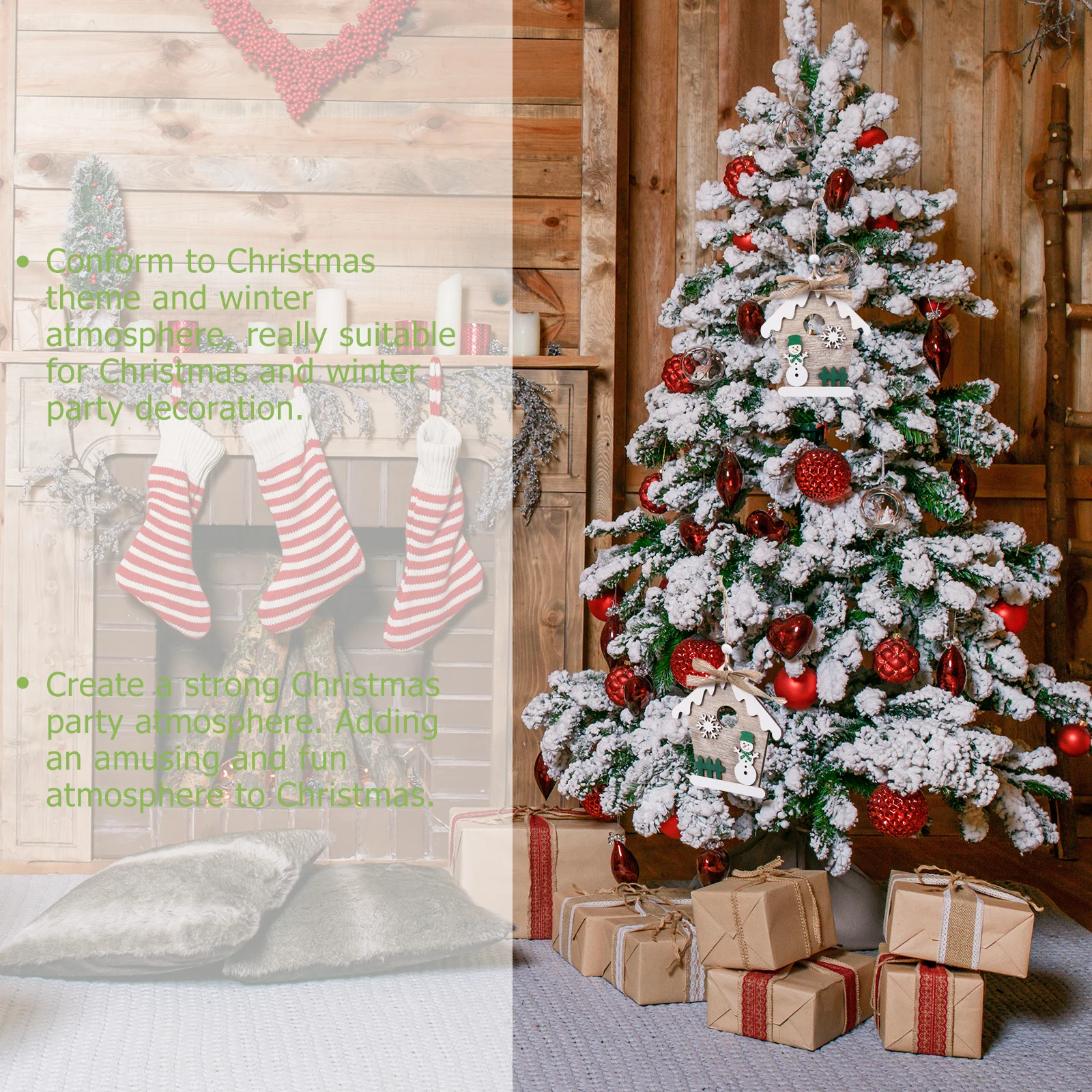 

Wooden Hanging Pendant Christmas nament House Shape Snowman Adornment Indoor Gift Holiday Decoration