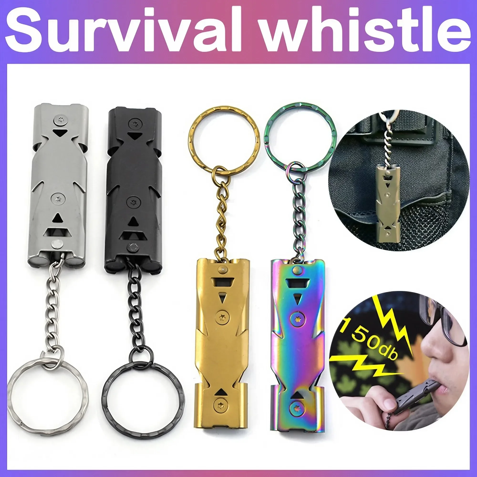 1Pc Portable Keychain Pipe Urgency Survival Tool High Decibel Outdoor Life-Saving Emergency Whistles Stainless Steel