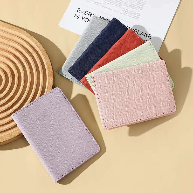 random color1pc PU Leather Passport Cover Portable Travel Passport Holder Custom Logo Document Protector Case