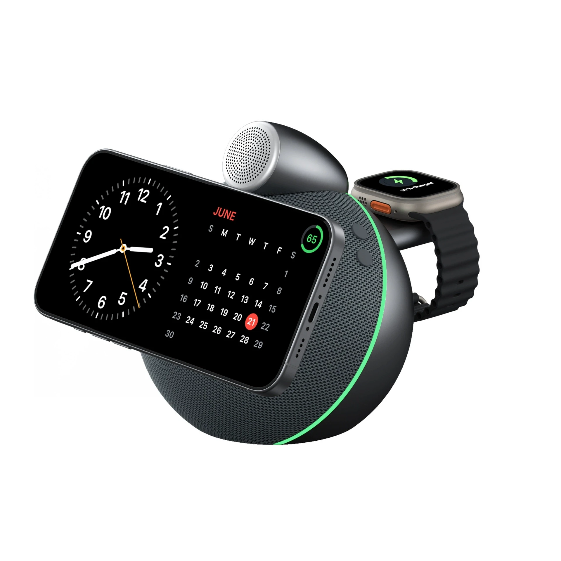 

25W Magnetic 3-in-1 Wireless Charger Bluetooth Speakers RGB Ambient Light Desk Charging Station For IPhone Apple Watch Huawei