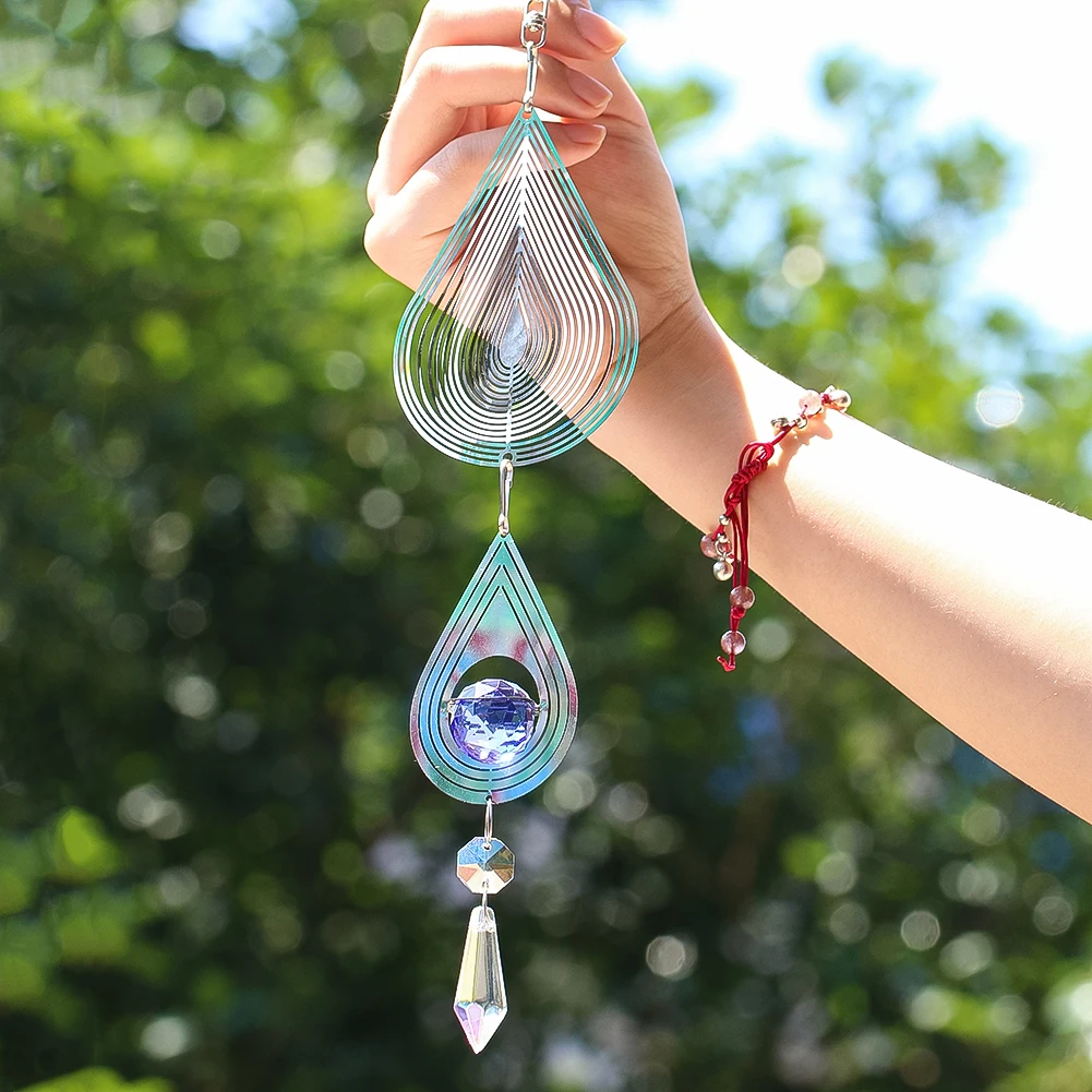 Illusion Wind Spinner Gazing Ball Tail Stabilizer Garden Window Hanging Decor Icicle Crystal Suncatcher Yoga Meditation Pendant