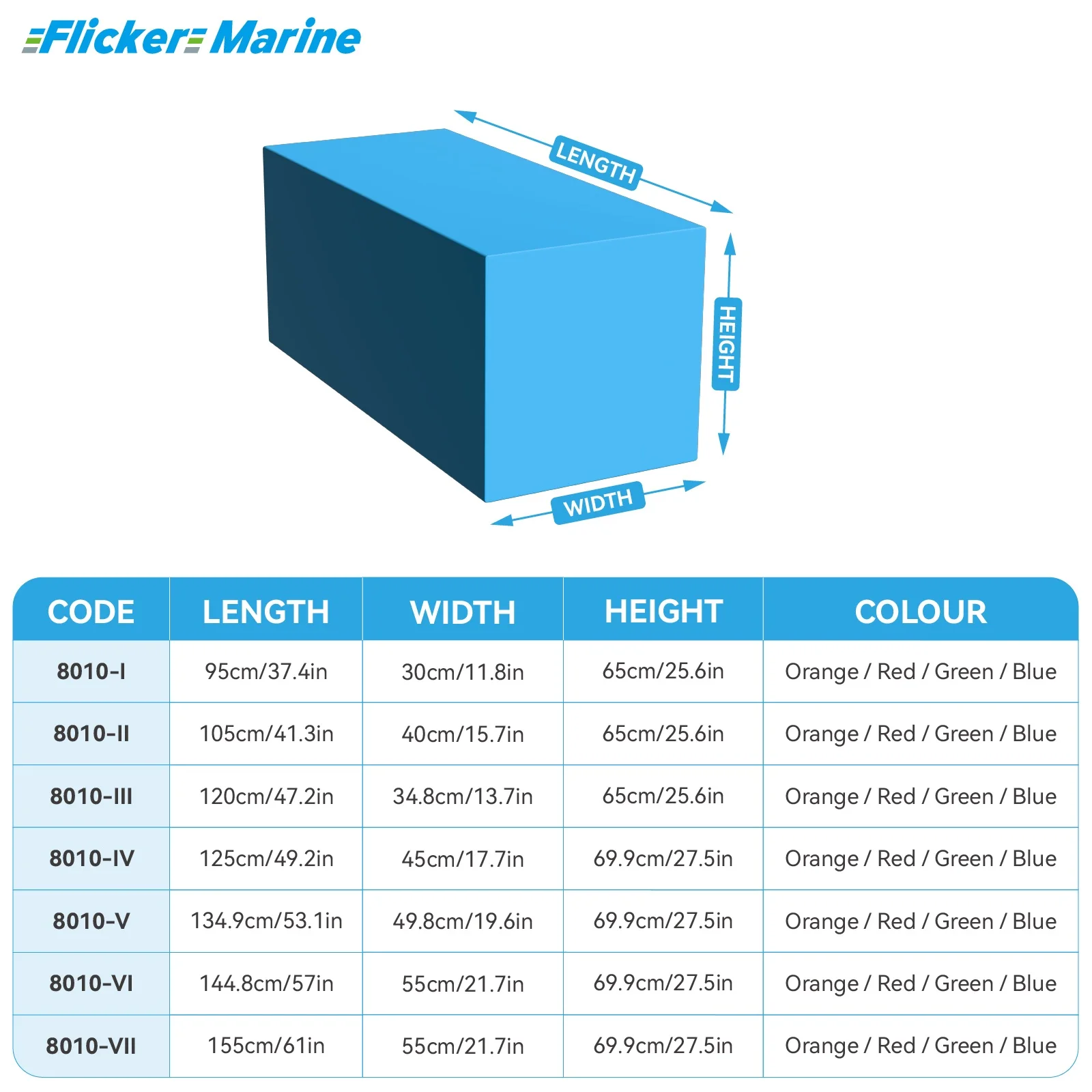 FLICKER MARINE Colorful Cockpit Table Covers, Multi-Size Options, Durable Marine Fabric, Reinforced Edges, Secure Fit Design, Ea