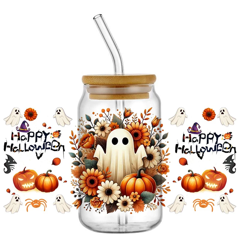 UV DTF Transfer Sticker Halloween ghost For The 16oz Libbey Glasses Wraps Bottles Cup Can DIY Waterproof Custom Decals