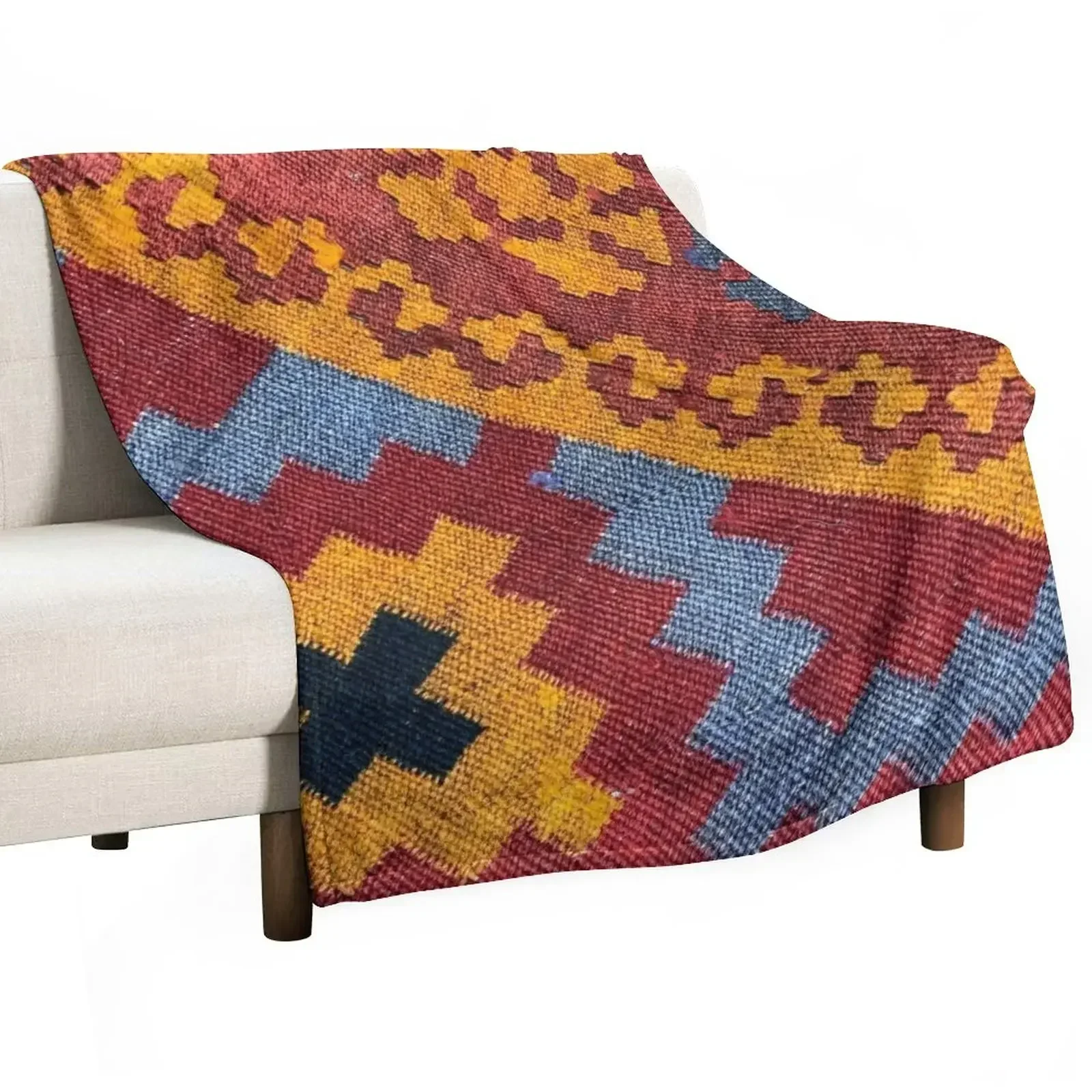 

Vintage Decorative Kilim, Navaho Weave, Woven Aztec Textile Throw Blanket Plaid Blankets For Bed Blankets