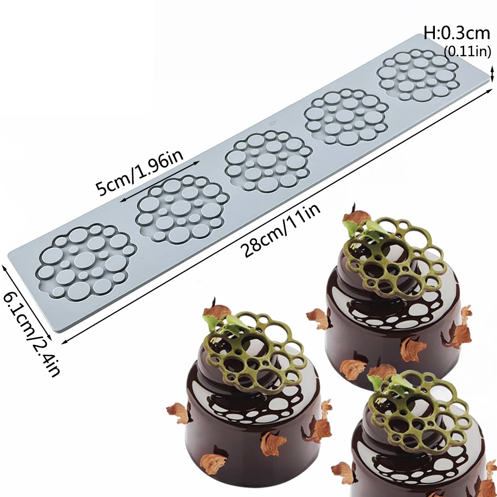 1pcs Silicone Cake Lace Mat, Bubble Leaves Shaped Silicone Mold, Western Pastry Plate Decoration Baking Silicone Mold