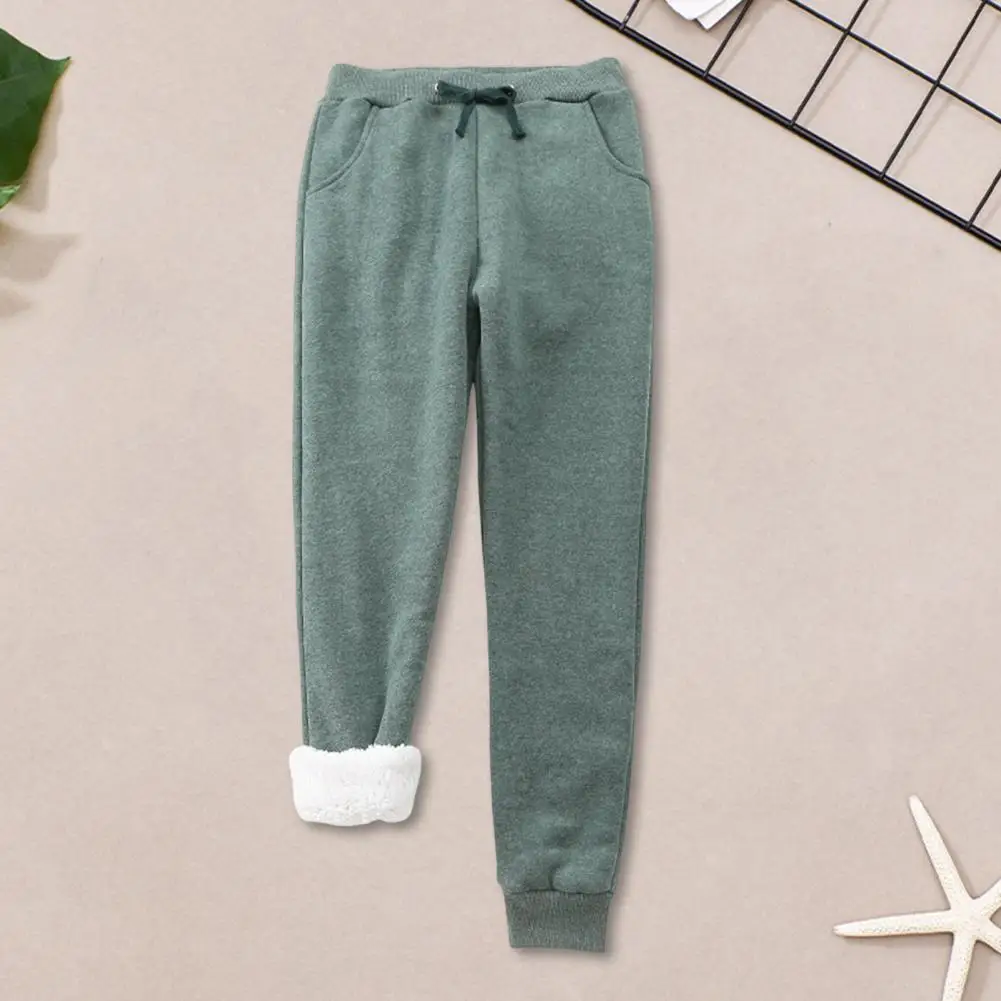 Elegant Drawstring Sweatpants Cozy Winter Women's Fleece Sweatpants with Pockets for Running Yoga Warm Sherpa Lined for Lounge