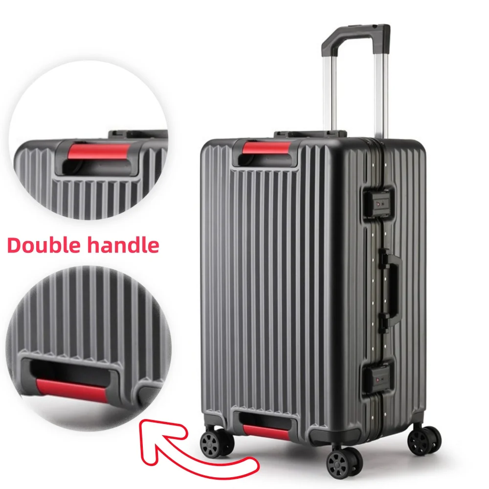 

New Double Handles Suitcase Large Capacity Travel Rolling Luggage 20/24" Aluminum Frame Suitcase Women Fashion Trolley Case Bags