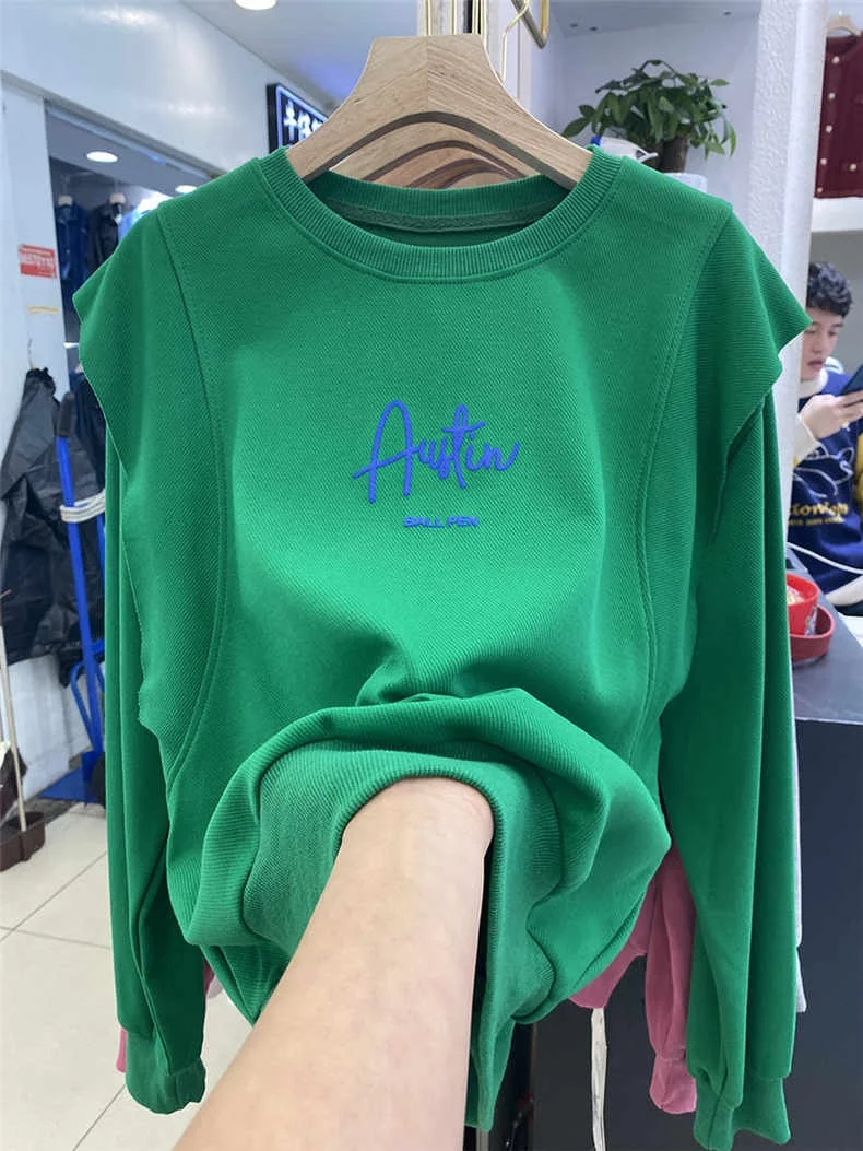 

Женская толстовка больших размеров, повседневная, свободного кроя, с буквенным принтом, весна-осень, модная, 240-300 фунтов, топ