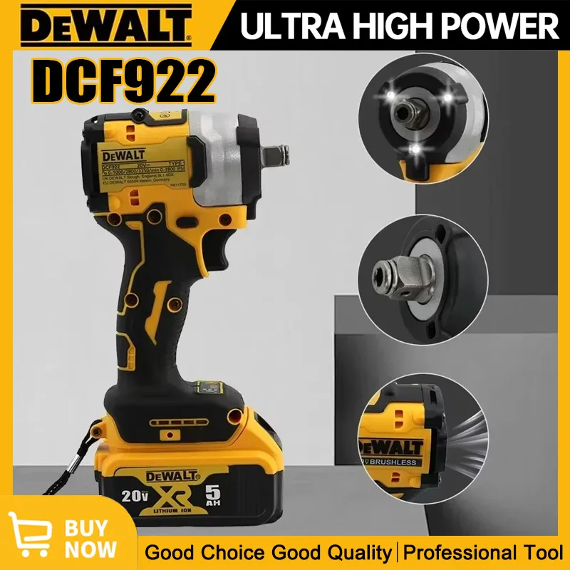 Dewalt DCF922 Brushless Impact Wrench 610N.m Cordless Driver Large torque Variable Speed Electric Wrench 20V Rechargeable Tools