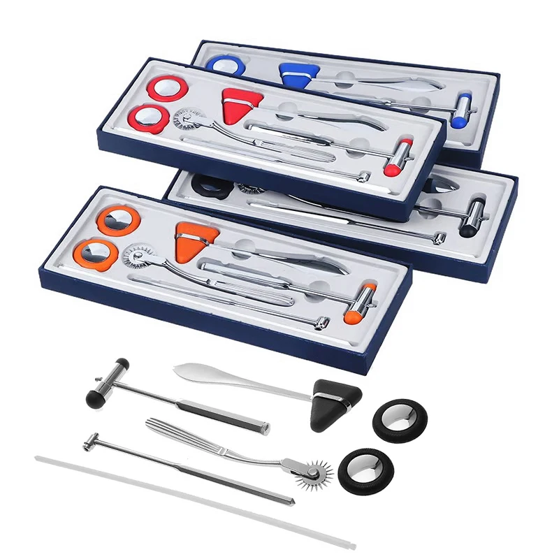 5 in 1 Medical Neurological Percussor Nerve Test Diagnostic Reflex Percussion Body Knee Massage Stick Buck Hammer Tool Set D2