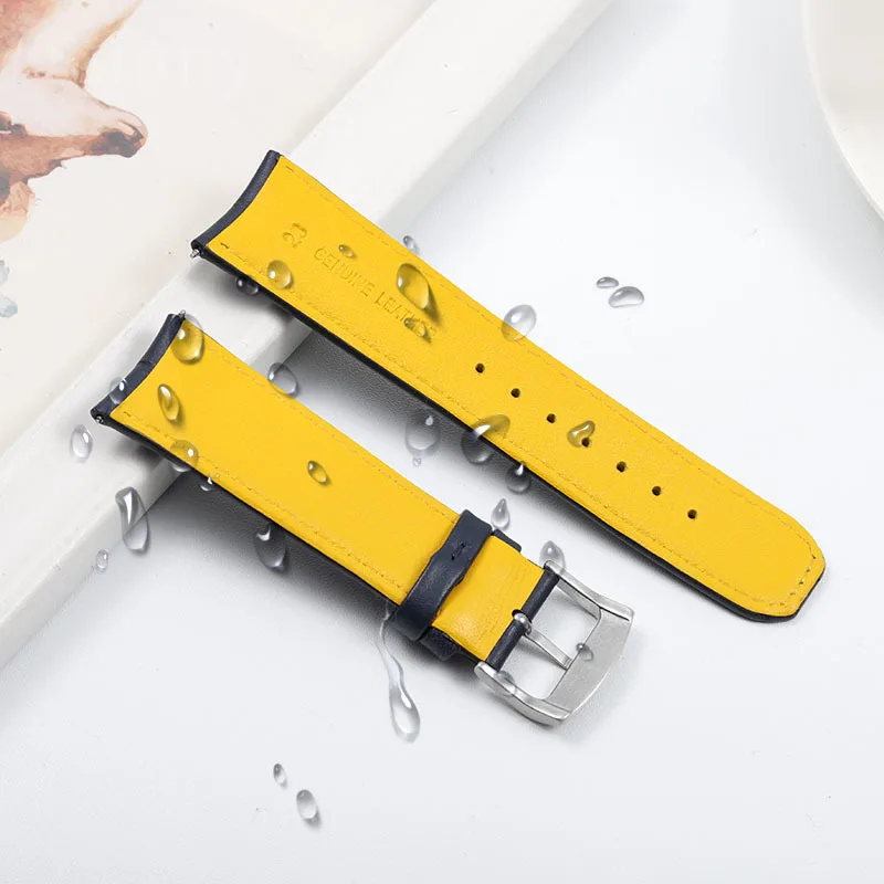 For Citizen Blue Angel 2 Generation Genuine Leather Men 22 23mm Eco-Drive Original Blue Yellow Line High Quality Watch Strap