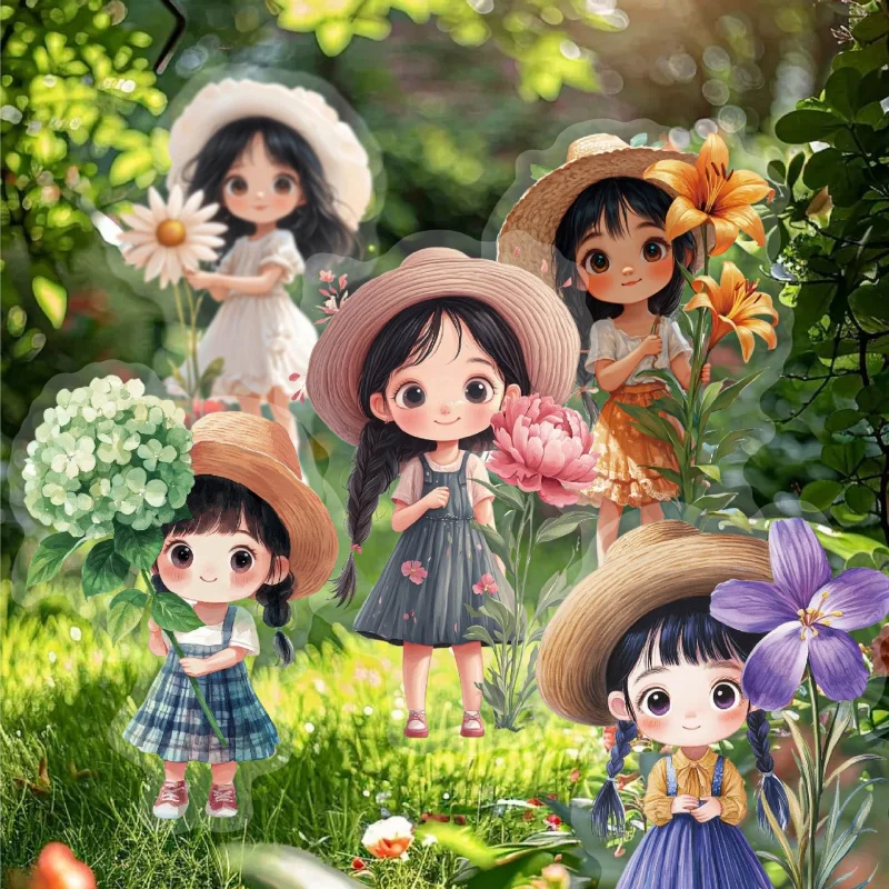 24pack/lot Cartoon Flower Girl Sticker Cute Scrapbooking DIY Diary Decorative Stationery Sticker Album Stick Label
