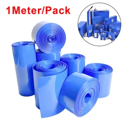 1Meter PVC Of 18650 Battery Packs Cable Sleeve Multi Size Heat Shrink Tube Blue Shrink Insulated Shrink Tubing For Production