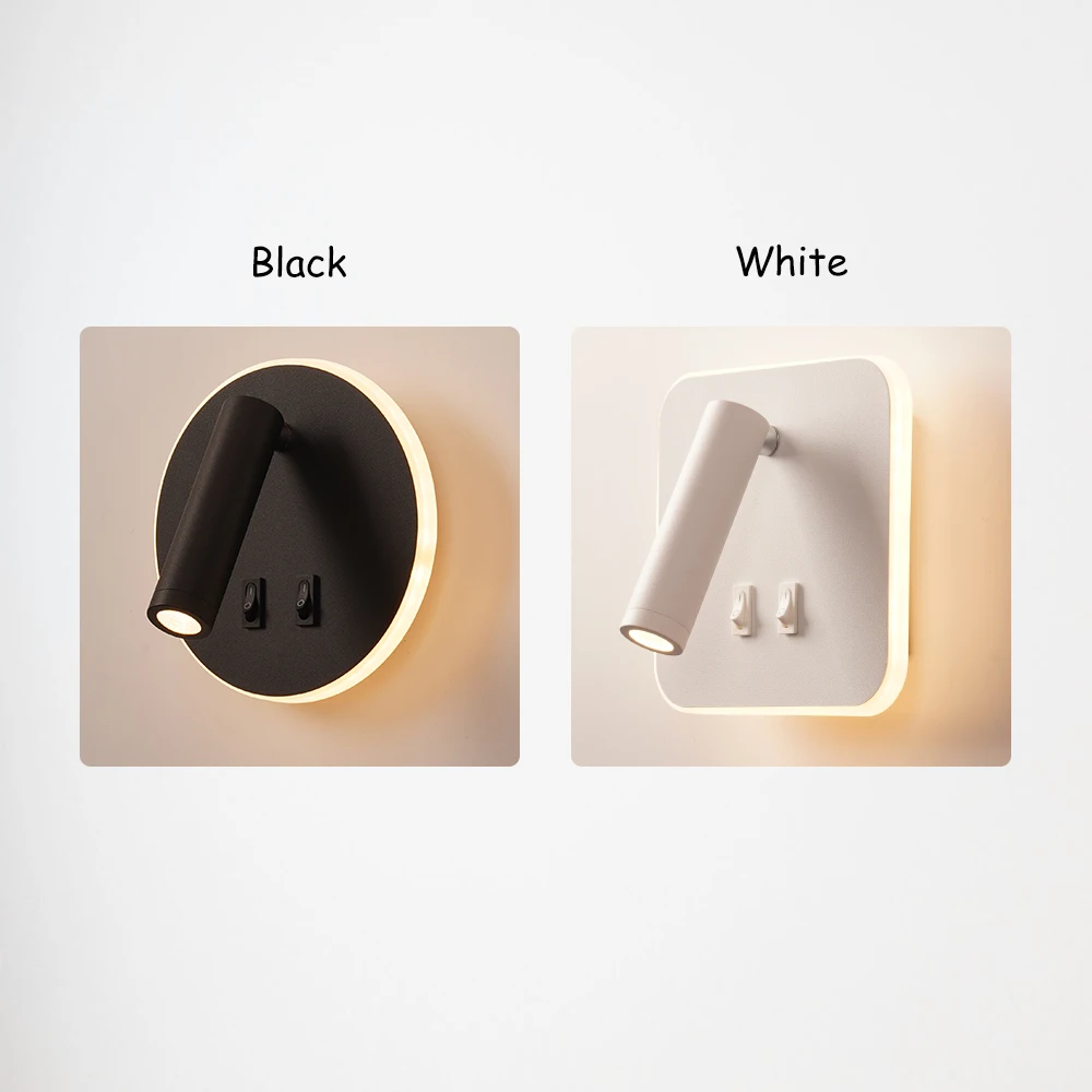 3W 10W wall light backlight 350 degree rotation adjustable wall lamp hotel bedroom bedside study reading sconce lamp With switch