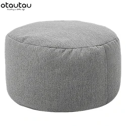 Otautau 30x20cm mały okrągły bawełniany lniany worek fasoli pufa otomana z wypełnieniem worek fasoli podnóżek Tatami stołek Futon Puff JD001