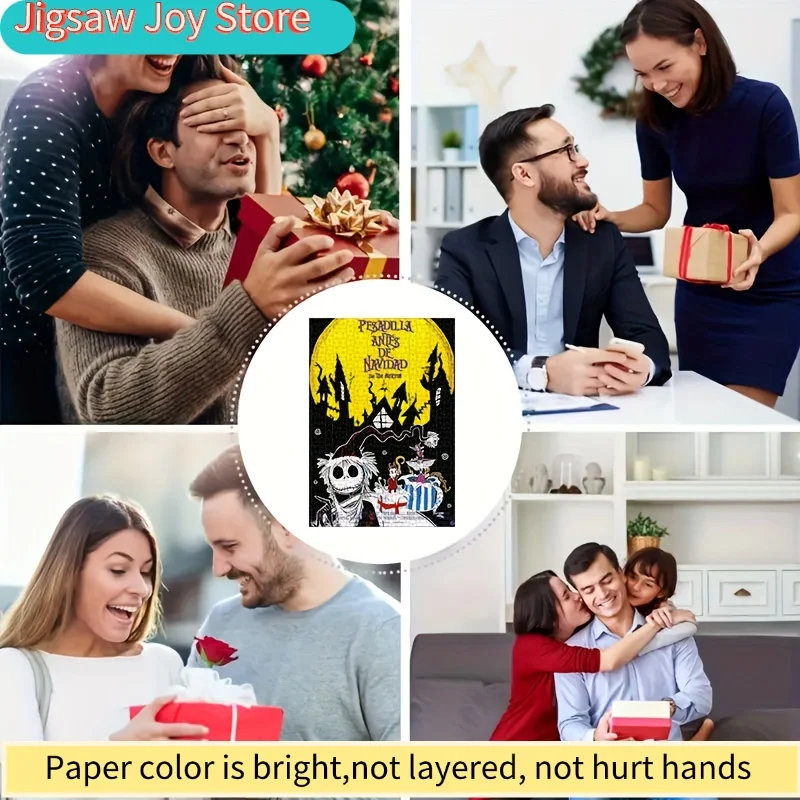 1000pcs Puzzle Featuring Cartoon Characters from "The Nightmare Before Christmas" with Jack And Sally, The Moon, Zero, Zombie