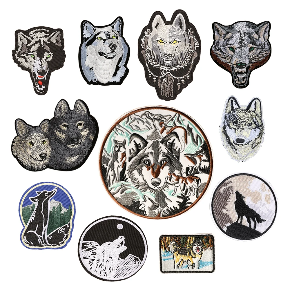 Wolf Patches for Clothing Iron-on Badges Dog Applique Decorative Tranfer Sticker For Cloth Ironing Patch On Clothes Stickers