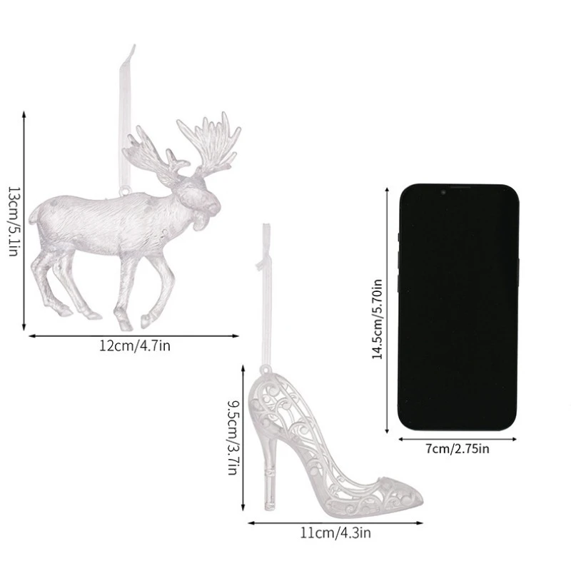 Creative Transparent Acrylic Hanging Ornaments Reindeer High Heel Shapes Crystal Clear Texture Creates Dreamy Festive Atmosphere