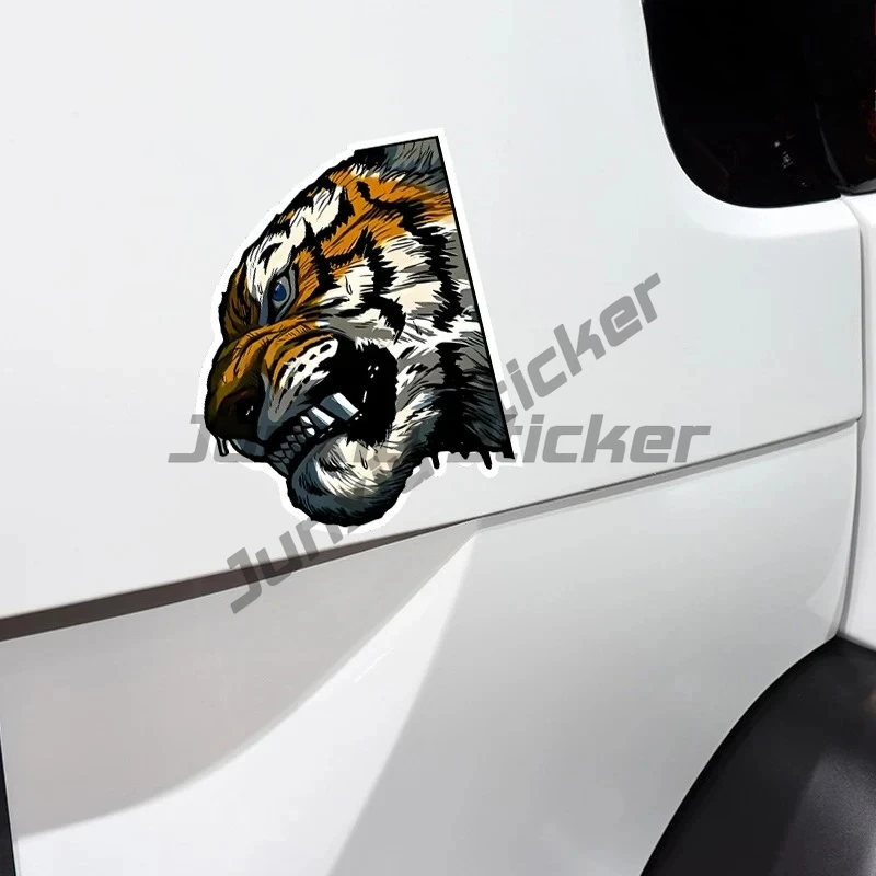 Car Sticker, Tiger Side Face, High View of Mountains and Forests, Glass Chassis, Electric Vehicle Waterproof Sticker