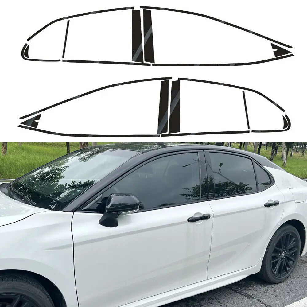 

Matte/Glossy Black Chrome Delete Window Trims For Toyota Camry XV70 2018-2023