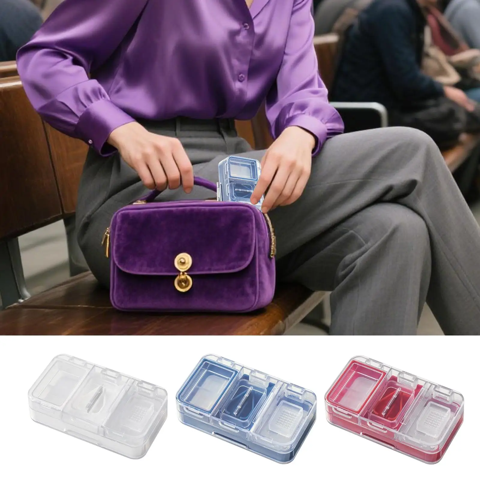 Pill Cutter Splitter Double-Layer Medicine Splitter 4-in 1 Portable Pill Cutter For Hospital Kids Work Elderly Business Adults