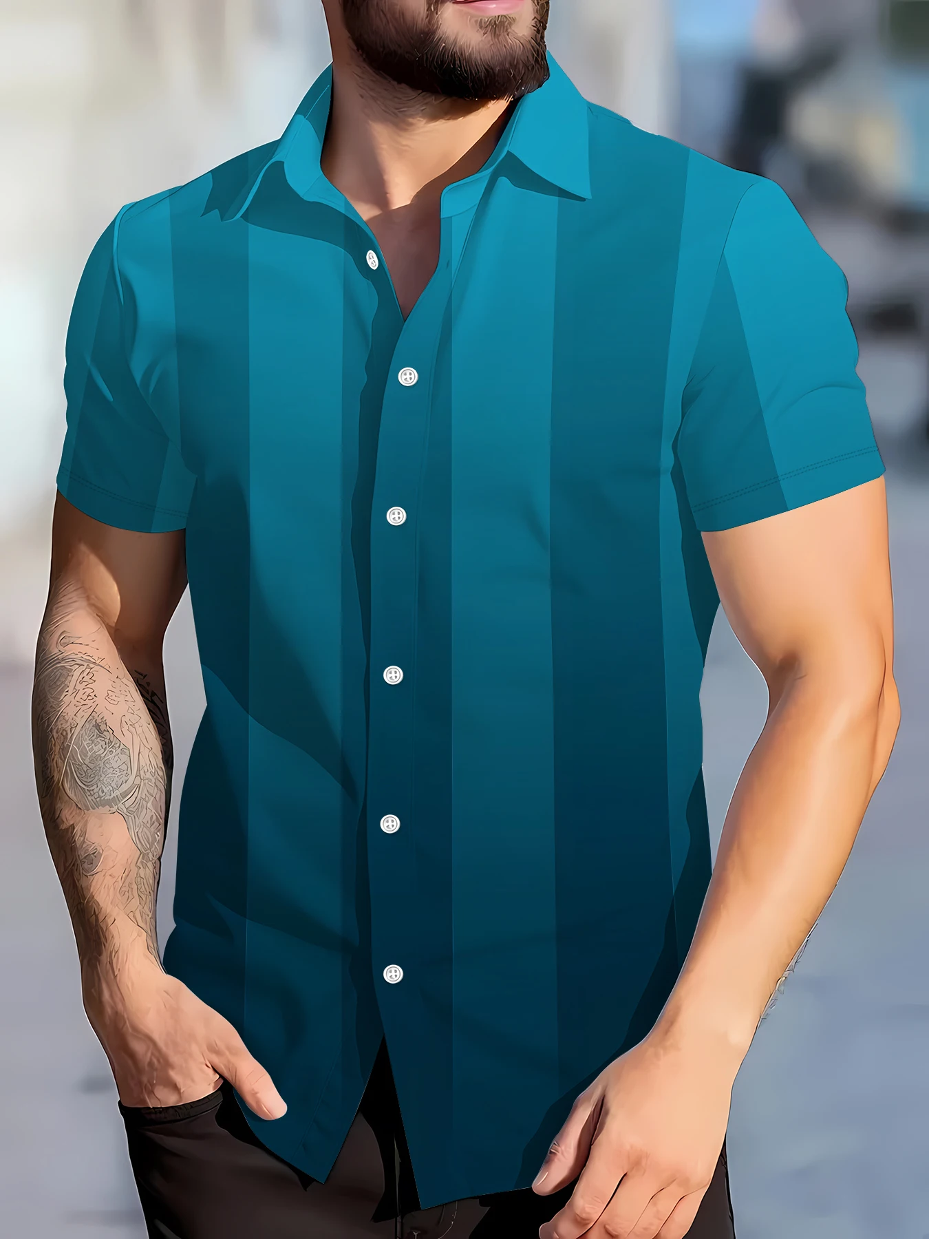 

2026 Summer Men's Shirt - 3D Printed Design Breathable and Sweat-Wicking Casual and Fashionable Men's Clothing