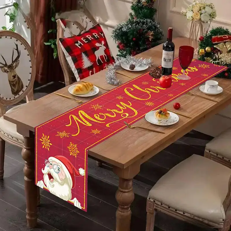 Рождественская-дорожка-для-стола-рождественские-украшения-для-дома-2025-рождественский-стол-чехол-с-флагом-navidad-noel-подарок-новогодняя-скатерть