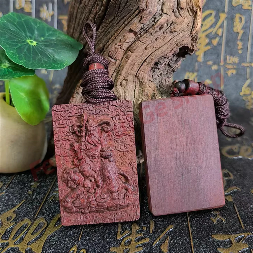 

Taoist Thunder Jujube Wood, старый материал, рельеф, Бог богатства-чжао гунмин кулон, Taoist культурные ремесла