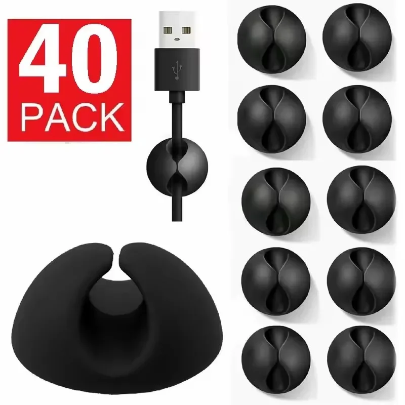 Desktop Cable Clips Portable Adhesive Cable Management Charger Wire Holder Clips Cord Organizers for Home Office Car Nightstand