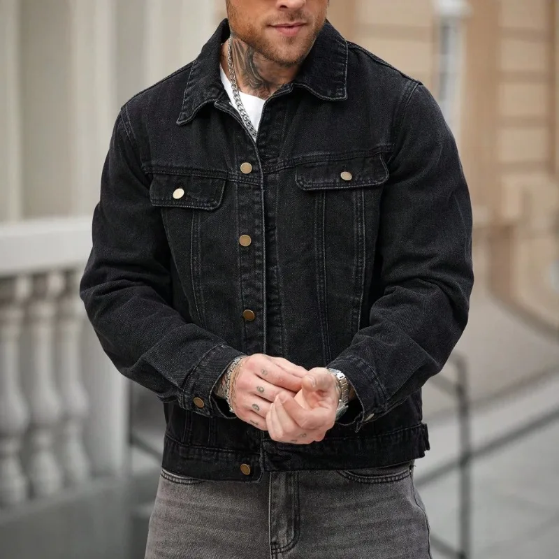2026 Men's Denim Jacket Trendy High Street Handsome Trendy Men's Tooling Jacket