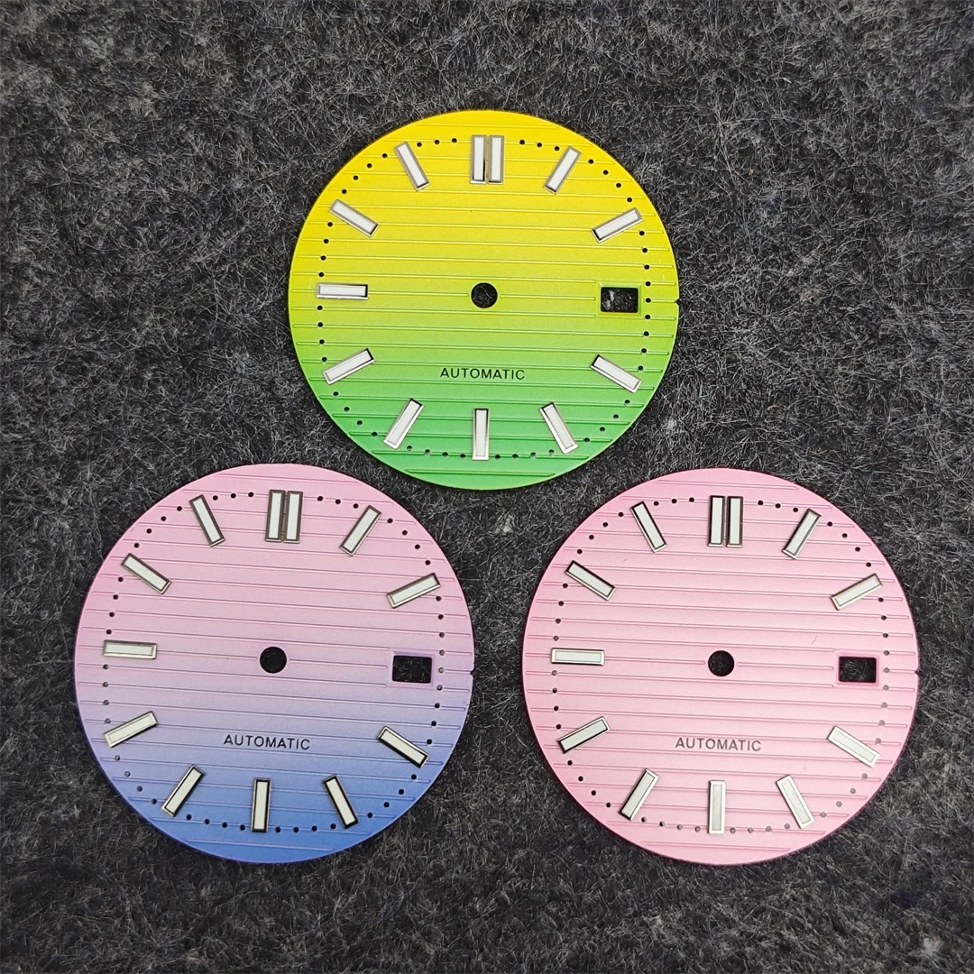 30.5mm Color Dial NH35 Dial for Nautilus Modification Parts with Green Luminous 41mm Silver Rose Gold PP Case Watch Parts