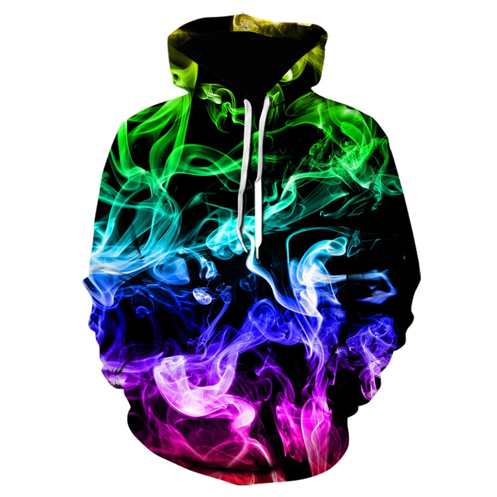 

Gorgeous Color smoke 3D printing hoodies and sweatshirts graffiti abstract hooded long sleeve casual sportswear Men clothing