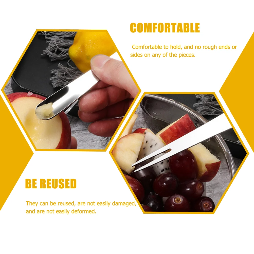 

24pcs Stainless Steel Fruit Forks Dessert Spoons Simple Home Restaurant Tableware Multi-Purpose Food Picks Reusable