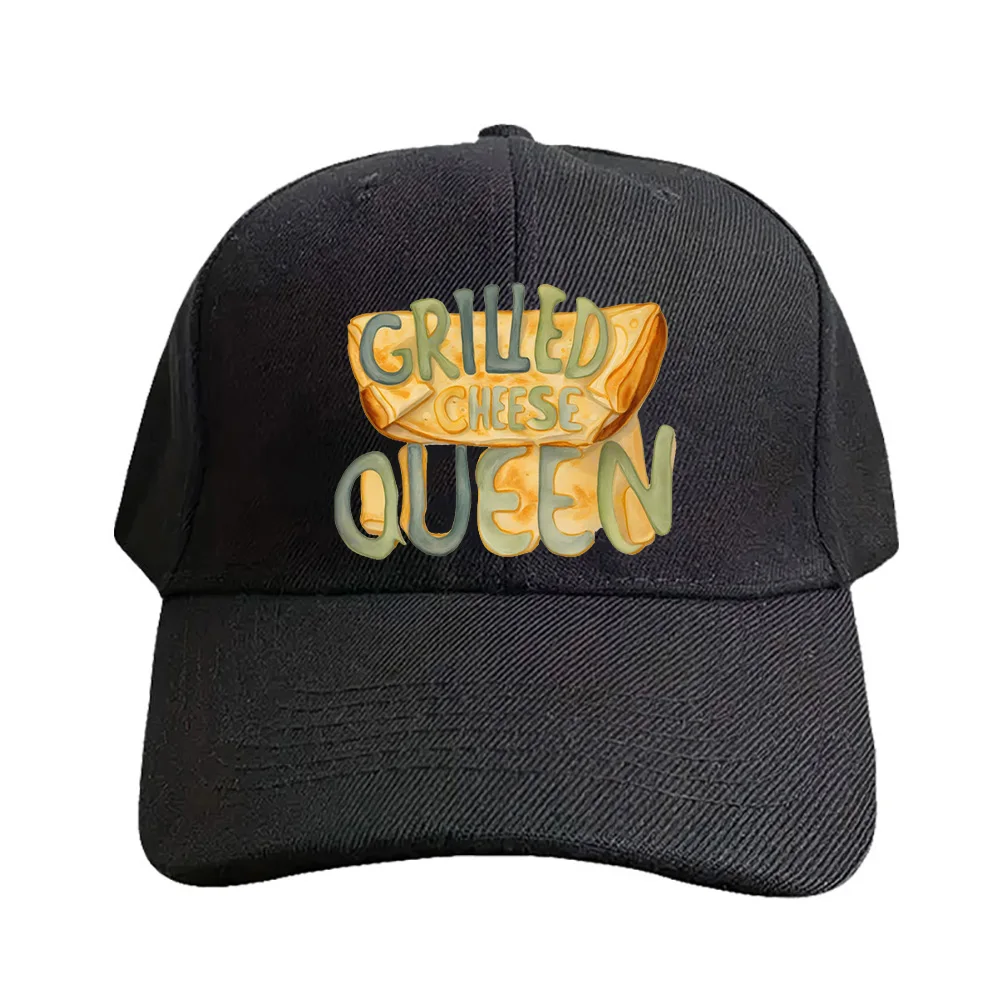 funny Grilled Cheese Queen Woman Man Baseball Cap Adult Adjustable with Curved Brim Hiking Fishing Hat trucker cap
