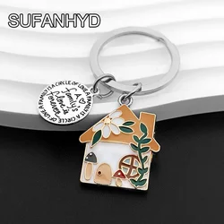 Lovely Family Keychain House Key Ring Cute Cabin Keychains for Women Gift for Family Member