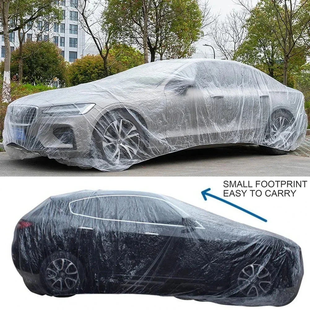 Clear Car Covers Waterproof Transparent Car Clothing Dustproof Full Exterior Covers Smooth Indoor & Outdoor Car Guard Thicken