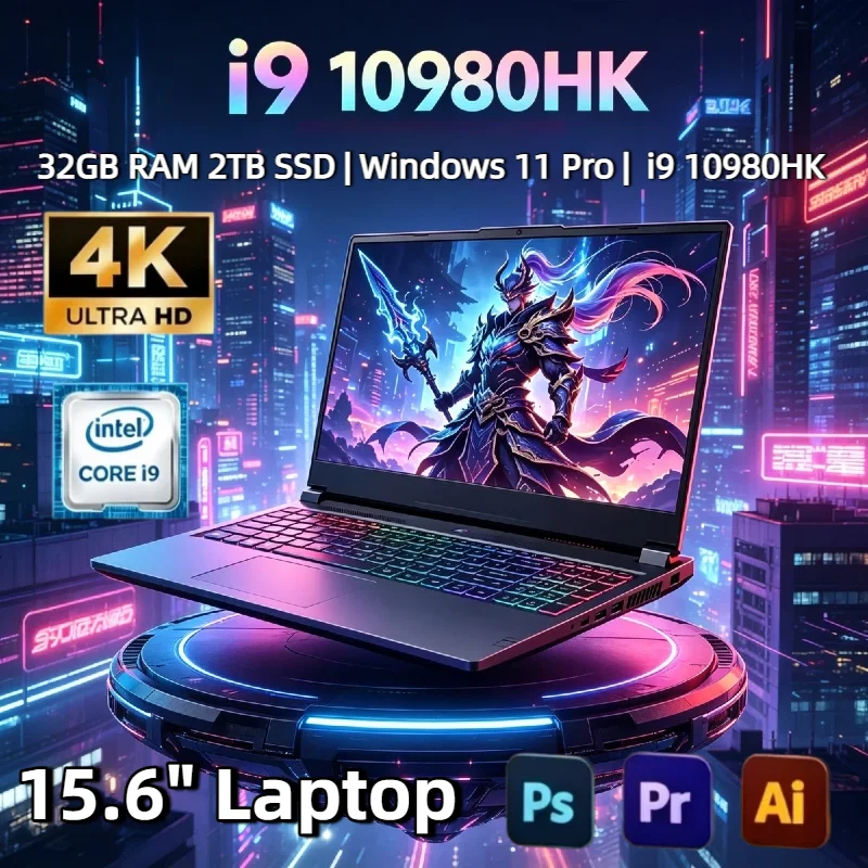 

Intel Core i9 10980HK 15.6 Inch Windows 11 Pro Laptop 32GB DDR4 M.2 2TB SSD Ultrabook Fingerprint Unlock WIFI 4K Max