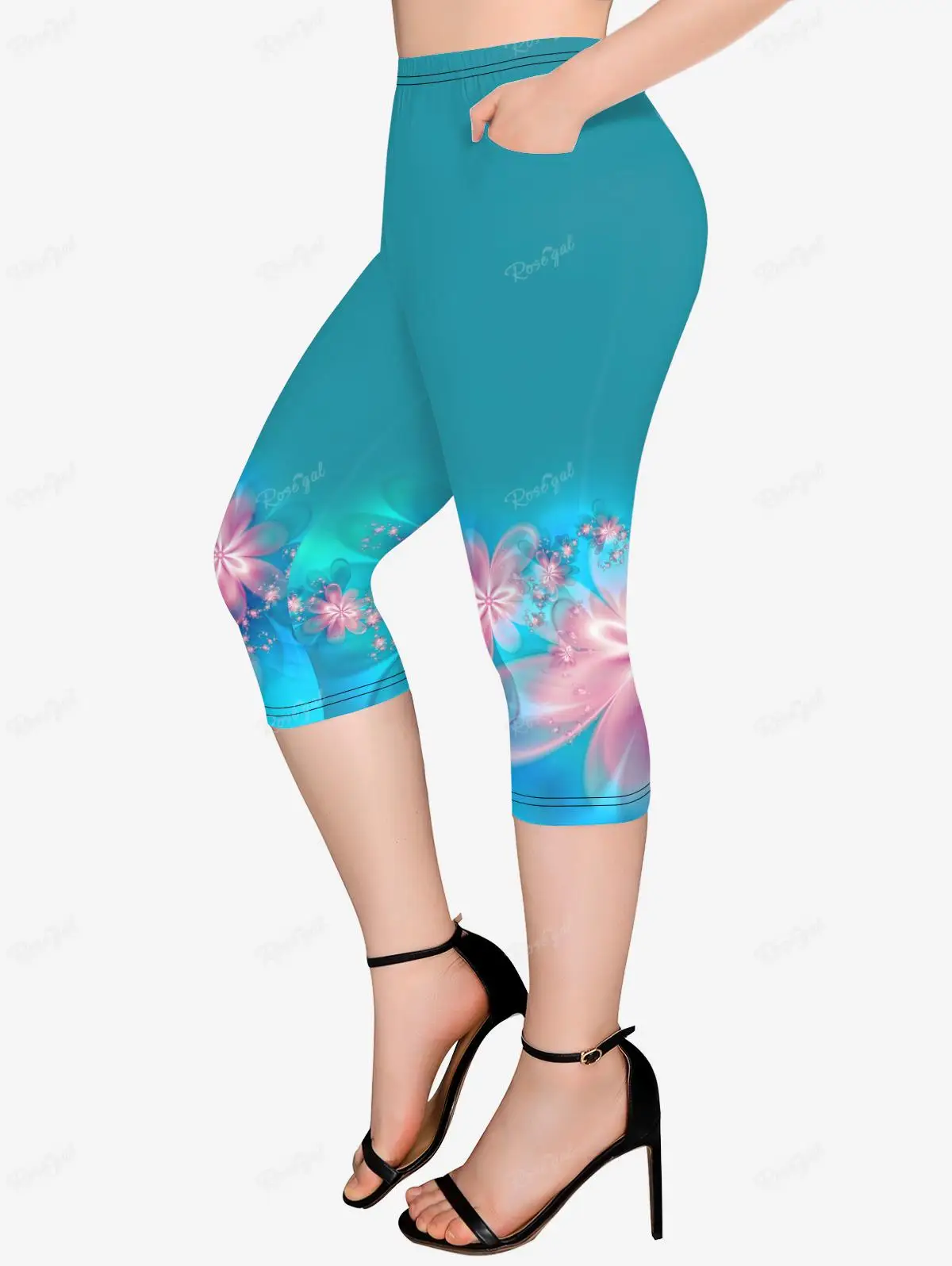 Plus Size Colorblock nadruk z motylem t-shirt lub legginsy Capri kobiet wiosenne letni Top i spodnie dopasuj się do XS-6X