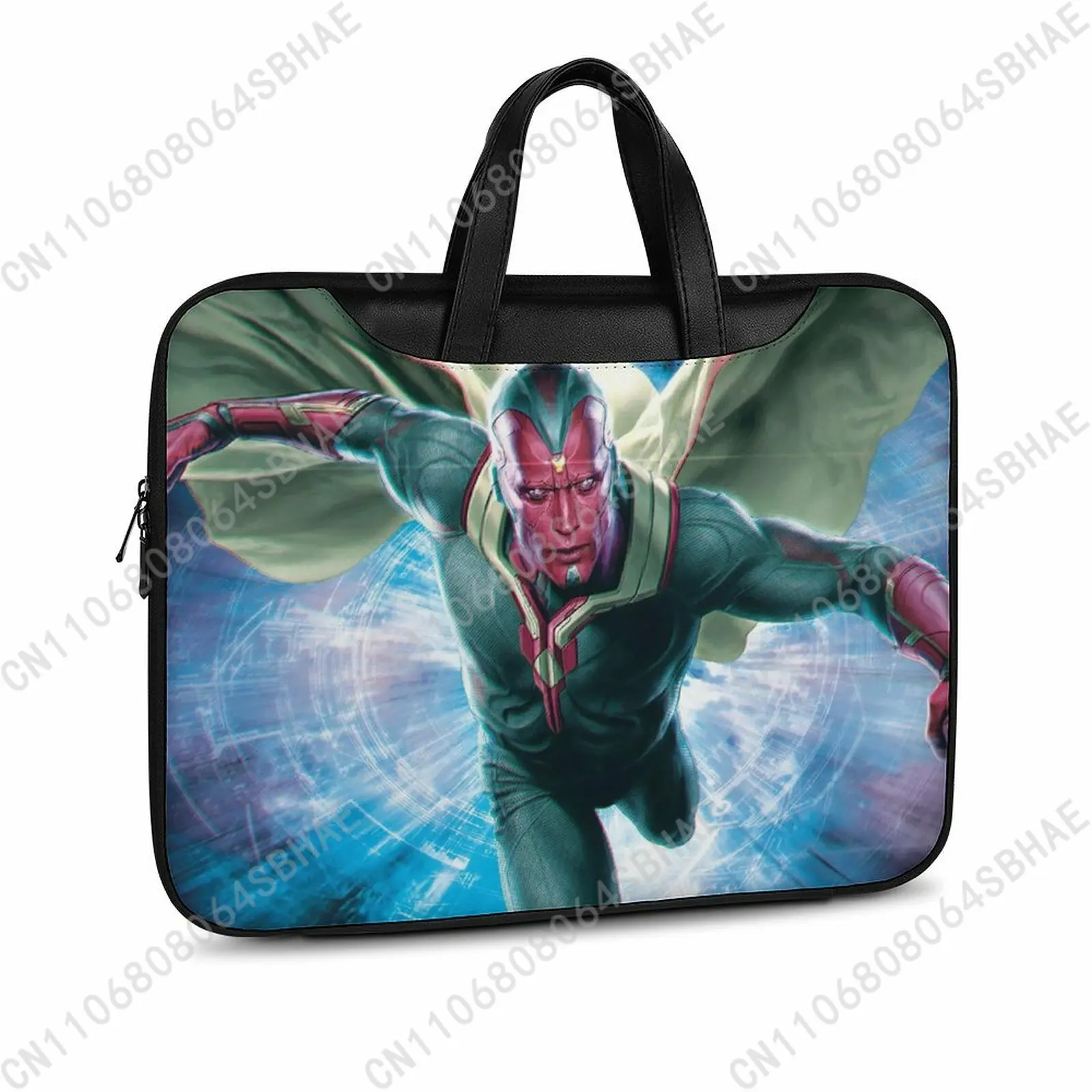 

Marvel Vision Custom Leather Briefcase Men Woman Laptop Bag Business Retro Genuine Leather Computer Cosplay