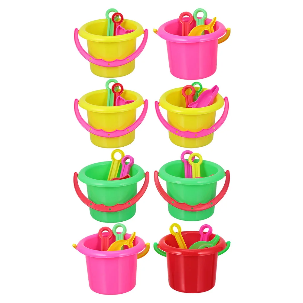 8 Sets Funny Beach Toy Child Sand Dredging Tool Cartoon Beach Bucket Plaything Kids Sand Bucket Beach Bucket Toy
