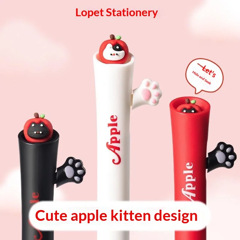 

New New 4Pcs Cute Puppy/Kitten/Panda Set 0.5 ST Nib Smooth Writing Side Push Exam Pens Replaceable School Office Supplies