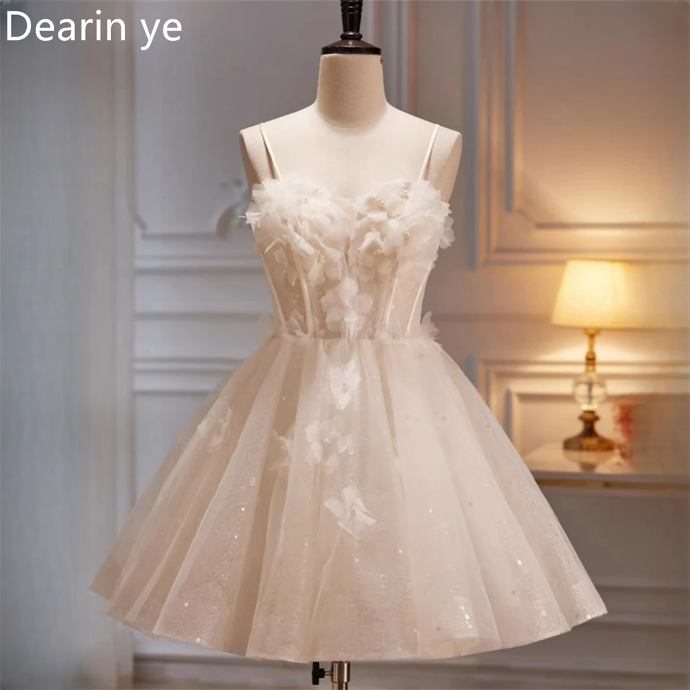 

Evening Gown Formal Dearin Spaghetti Strap A-line Mini Length Skirts Tulle Bespoke Occasion Dresses Saudi Arabia Prom Dress