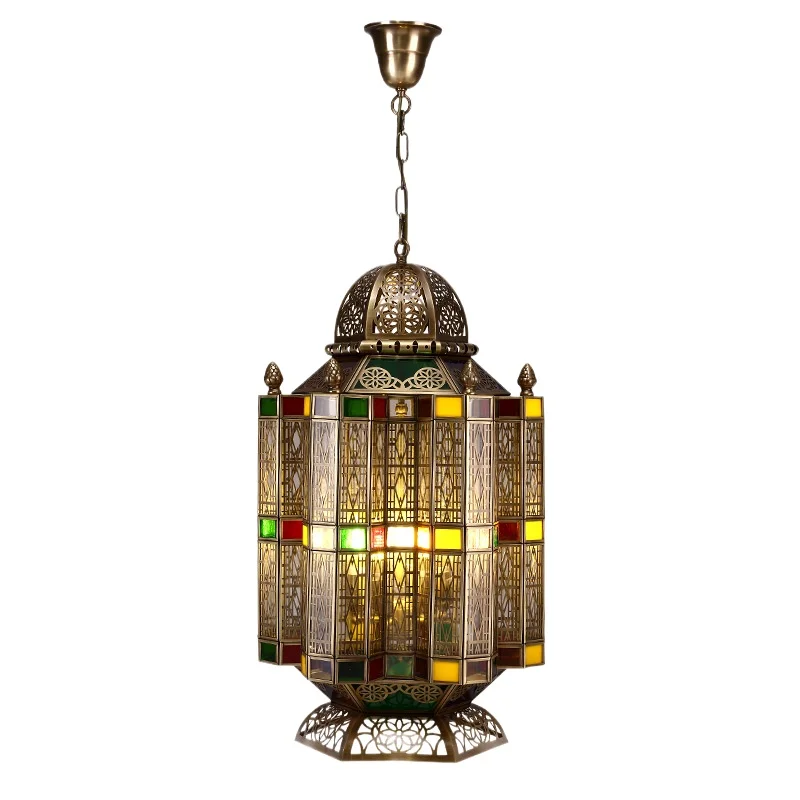 

Antique European style, creative balcony chandelier copper lamp corridor aisle bar counter restaurant solder lamp
