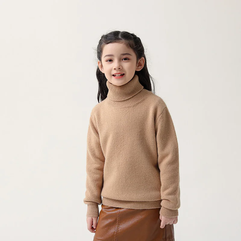 Turtleneck  100%  Merino Wool  Sweater  Autumn And Winter  Pullover Long Sleeve Knitwear Basic  Children's Clothing Tops view 4